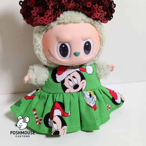 Disney Mickey Holiday Christmas Dress with Sequin Bow Labubu Outfit - Picture 7 of 7